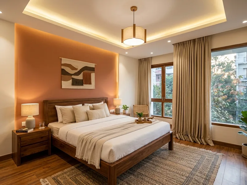 Calming soft grey bedroom wall paint creating restful sleep environment