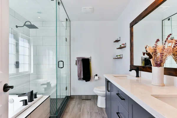 Clean exhaust fan grille promoting ventilation in humid bathroom